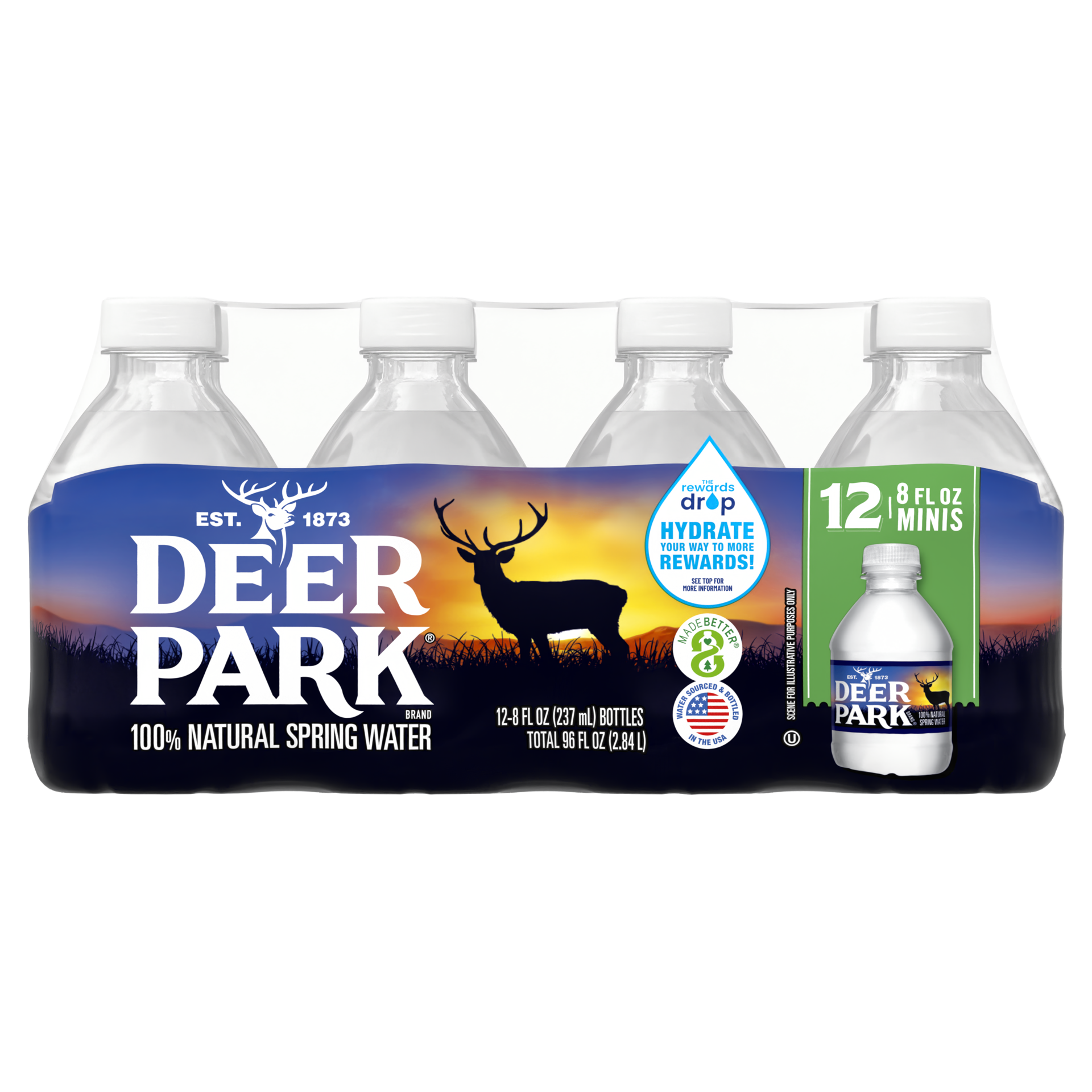 slide 5 of 5, Deer Park Brand 100% Natural Spring Water, 8-ounce mini plastic bottles (Pack of 12), 12 ct; 8 fl oz