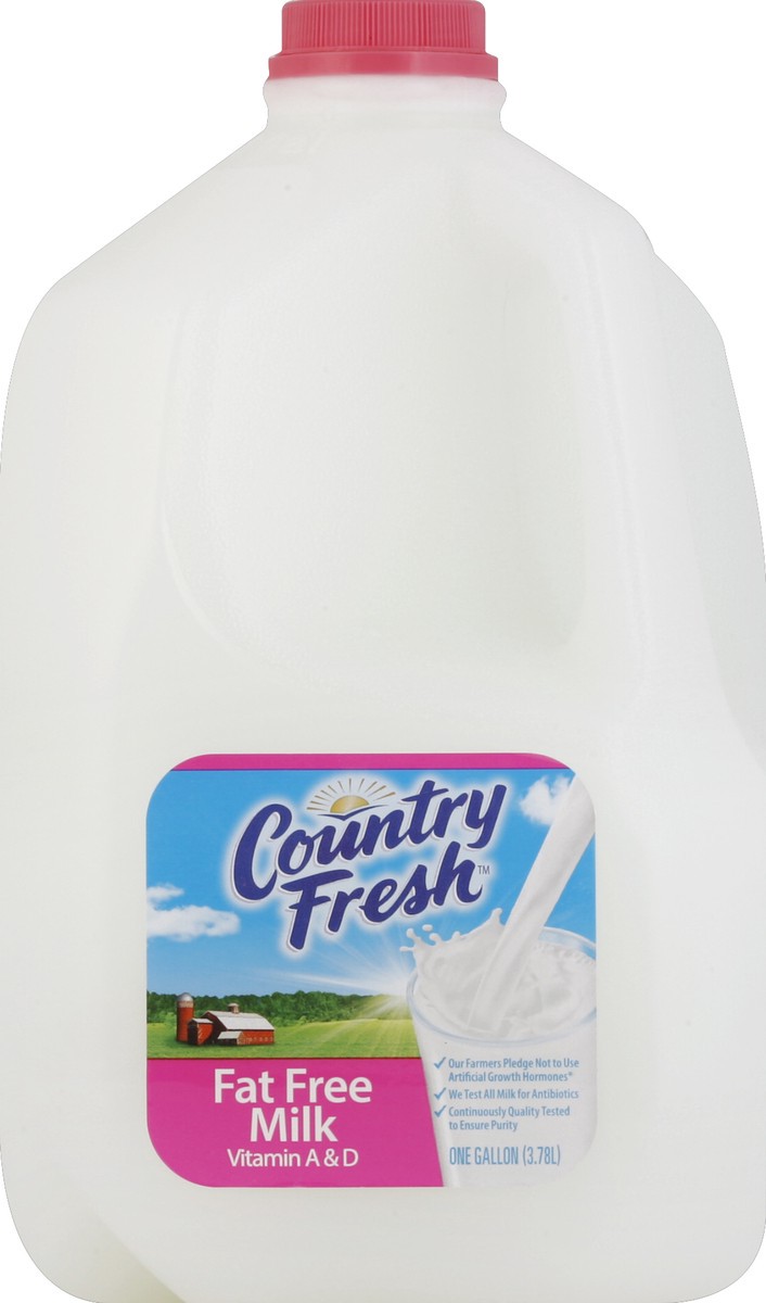 slide 4 of 5, Country Fresh Milk Fat Free Gallon Plastic Jug, 1 gal