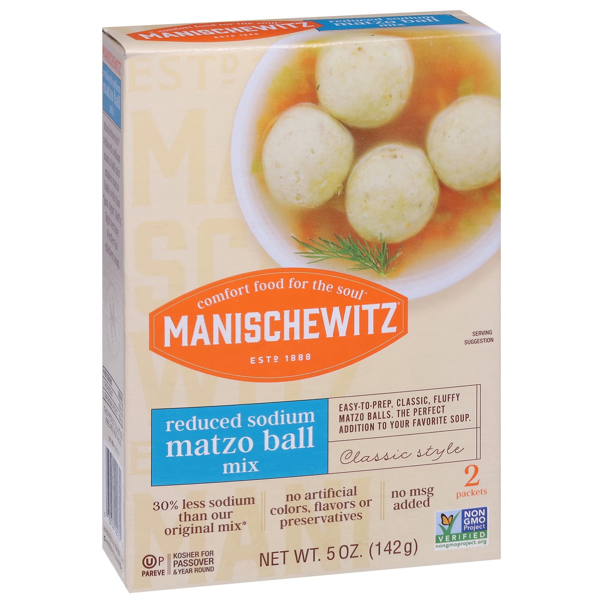 slide 7 of 9, Manischewitz Reduced Sodium Classic Style Matzo Ball Mix 2 ea, 2 ct