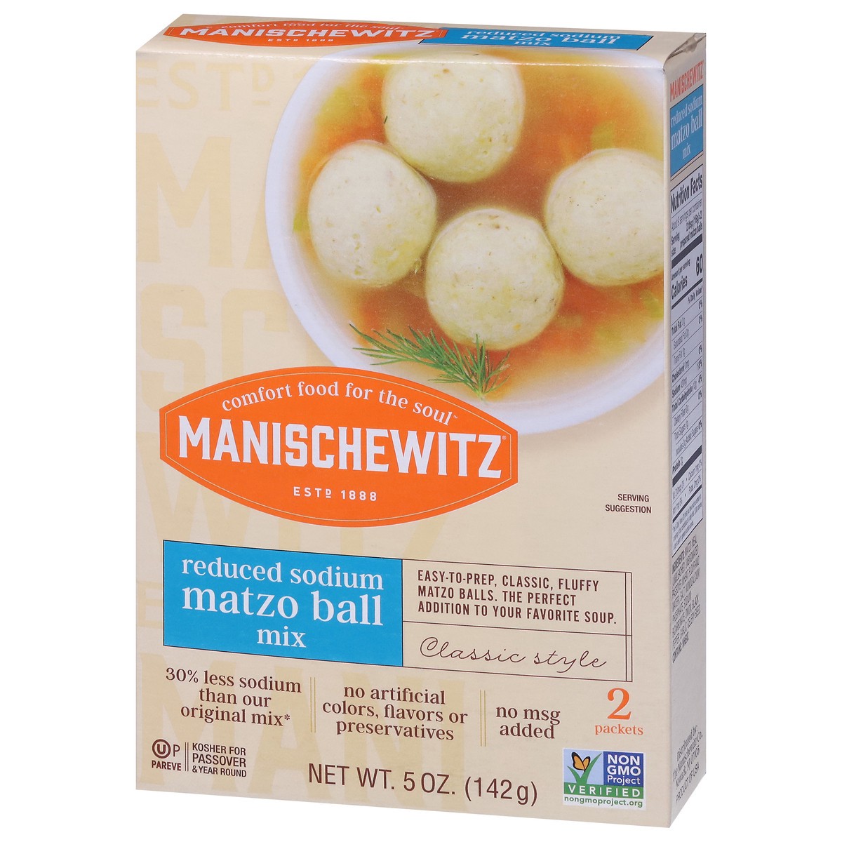 slide 8 of 9, Manischewitz Reduced Sodium Classic Style Matzo Ball Mix 2 ea, 2 ct