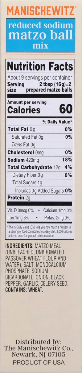 slide 5 of 9, Manischewitz Reduced Sodium Classic Style Matzo Ball Mix 2 ea, 2 ct