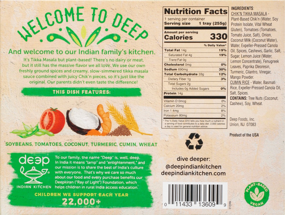 slide 12 of 12, Deep Chik'n Tikka Masala, Plant-Based, Medium Spice, 9 oz