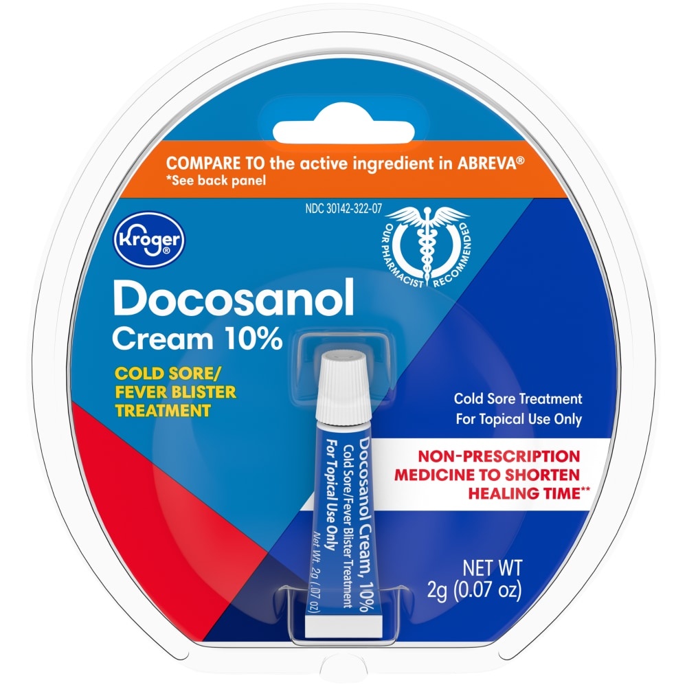 slide 1 of 1, Kroger Docosanol Cream Cold Sore/Fever Blister Treatment Cream, 0.07 oz