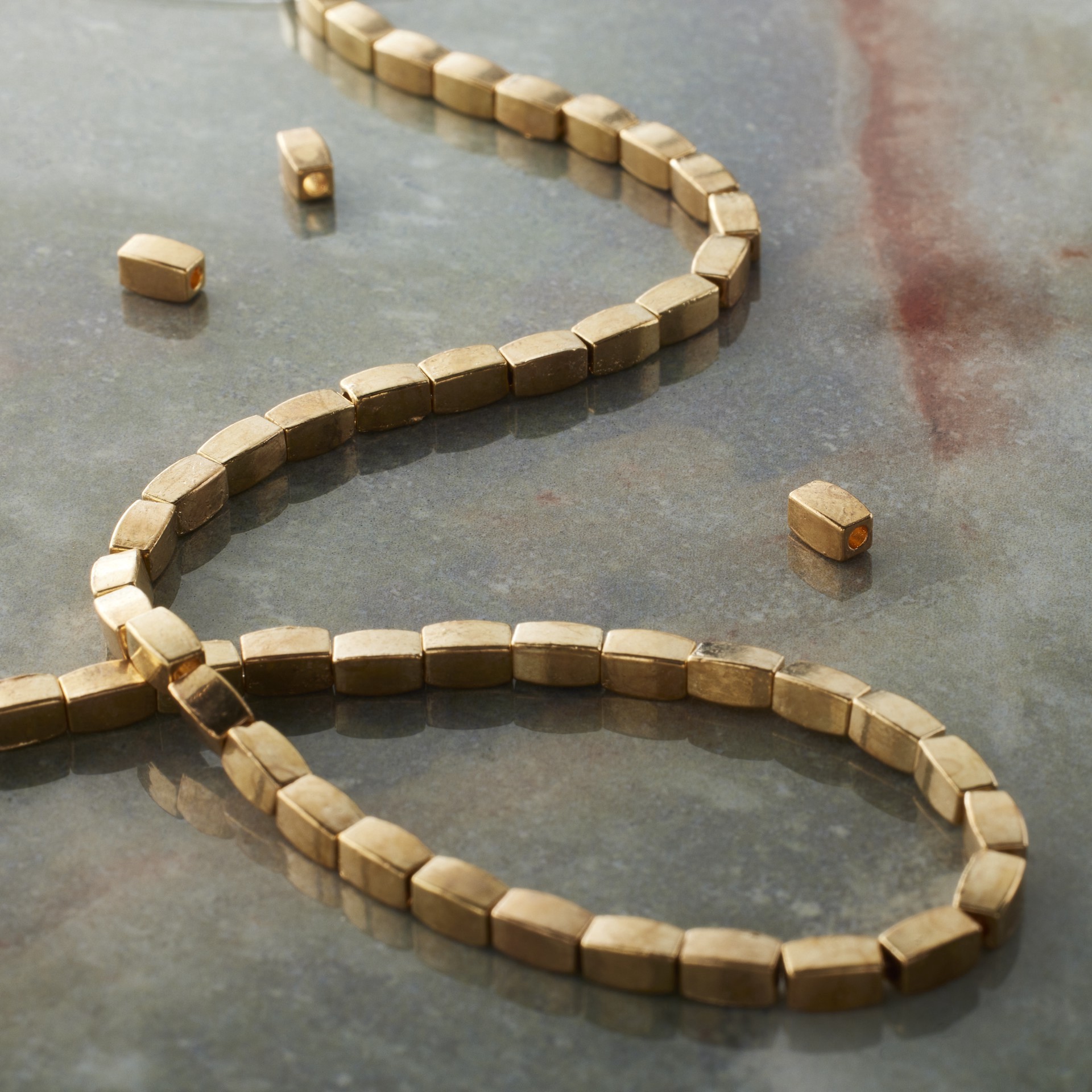 slide 3 of 3, Gold Metal Square Tube Beads, 5mm By Bead Landing, 5 mm