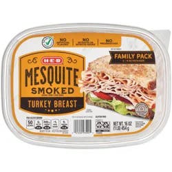 H-E-B Mesquite-Smoked Turkey Breast Lunch Meat - Family Pack