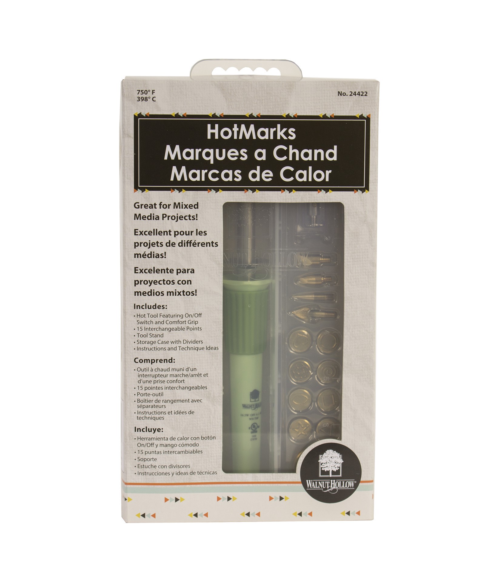 slide 3 of 3, Walnut Hollow Hotmarks, heats to 750° f