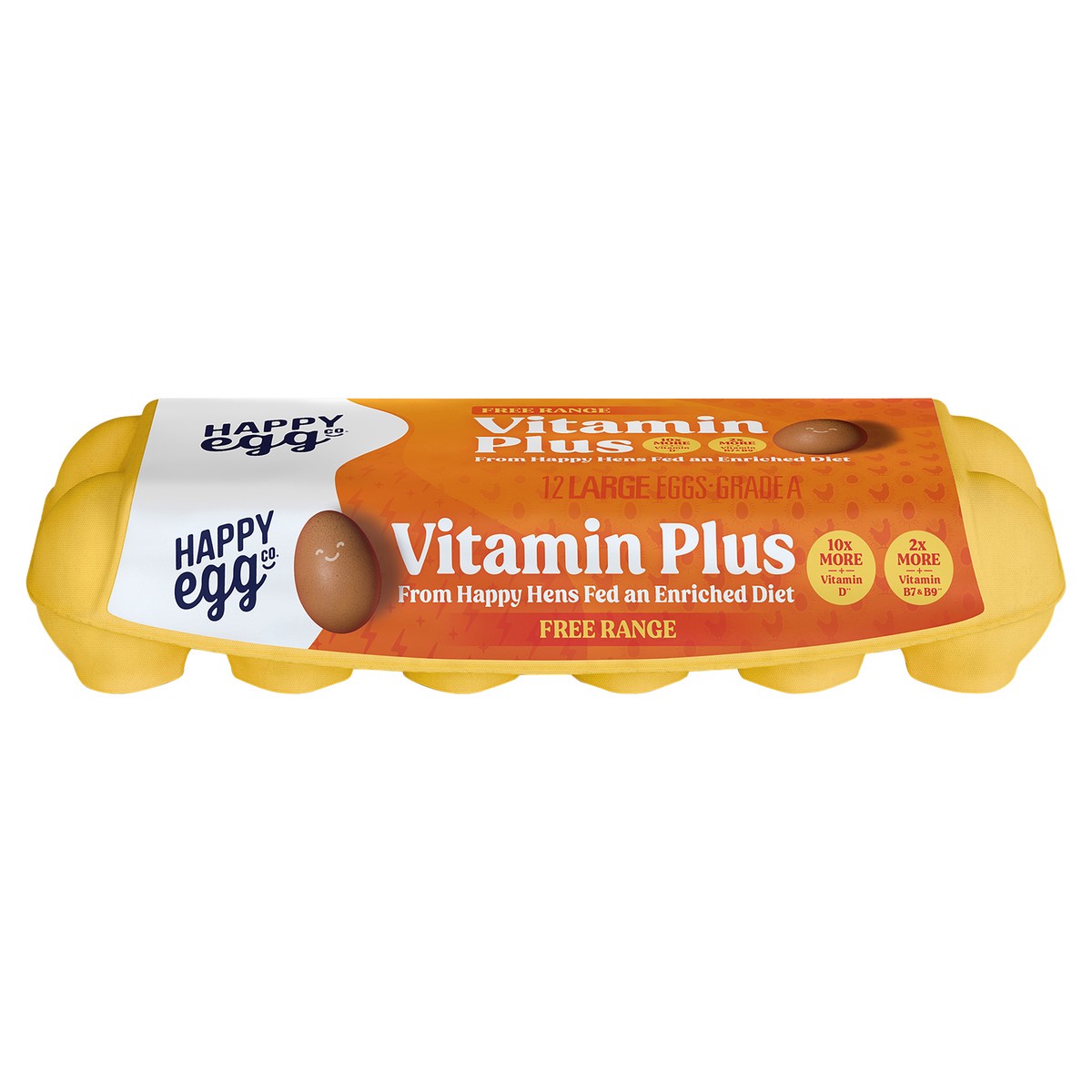 slide 1 of 4, Happy Egg Co. Happy Egg Vitamin Plus Free Range Eggs, Grade A Eggs, 12 Count, 12 ct