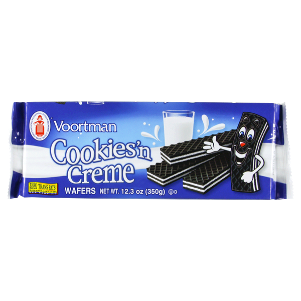 slide 1 of 1, Voortman Bakery Wafers, Cookies'N Creme, 12.3 oz