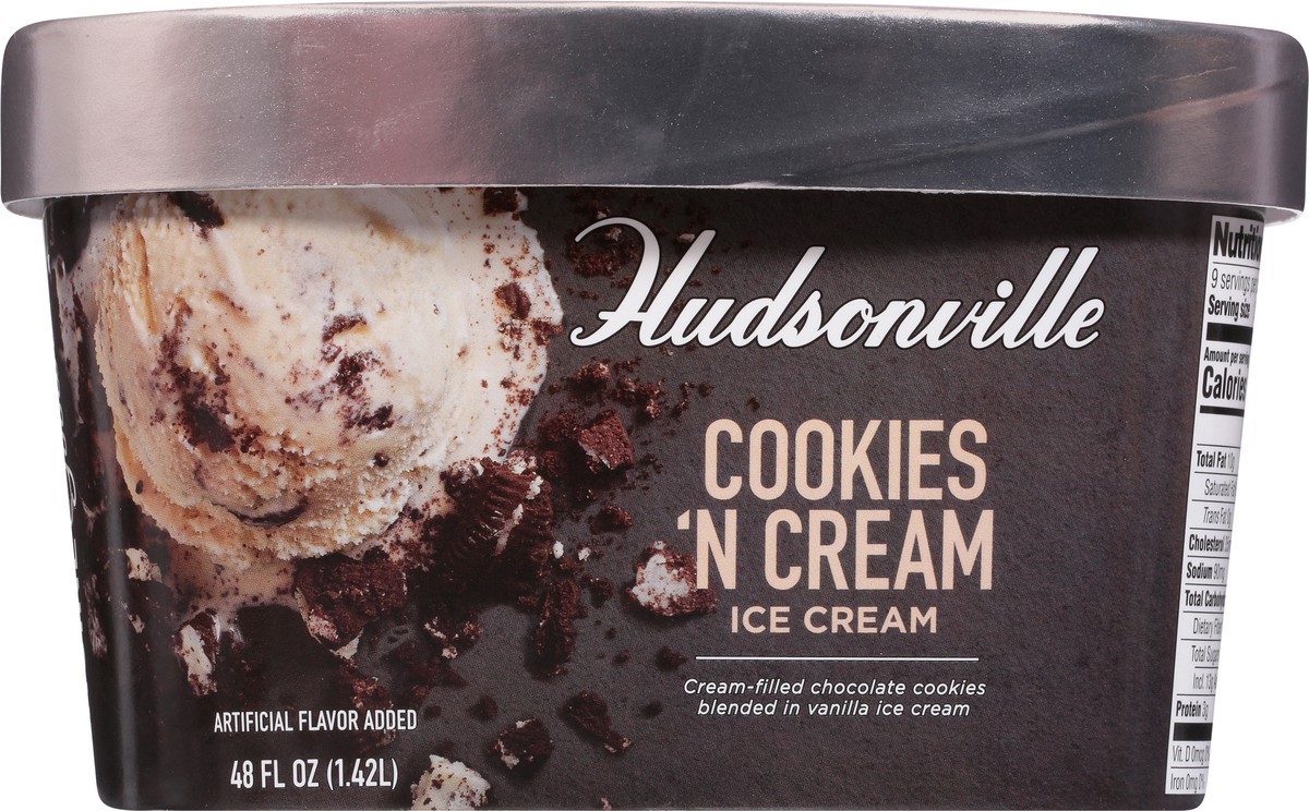 slide 2 of 9, Hudsonville Cookies'' N Cream Ice Cream 48 fl oz, 48 fl oz