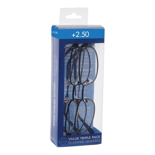 slide 1 of 2, Dr. Dean Edell Plastic Reading Glasses, Metal, +2.00, Pack Of 3, 3 ct