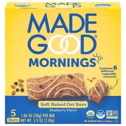 MadeGood Mornings Soft Baked Blueberry Flavor Oat Bars - 5 - 1.06 oz Bars