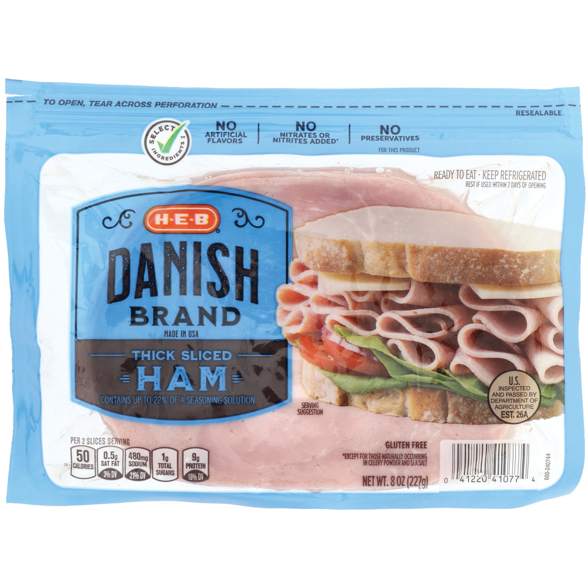 slide 1 of 1, H-E-B Danish Brand Ham, 10 oz