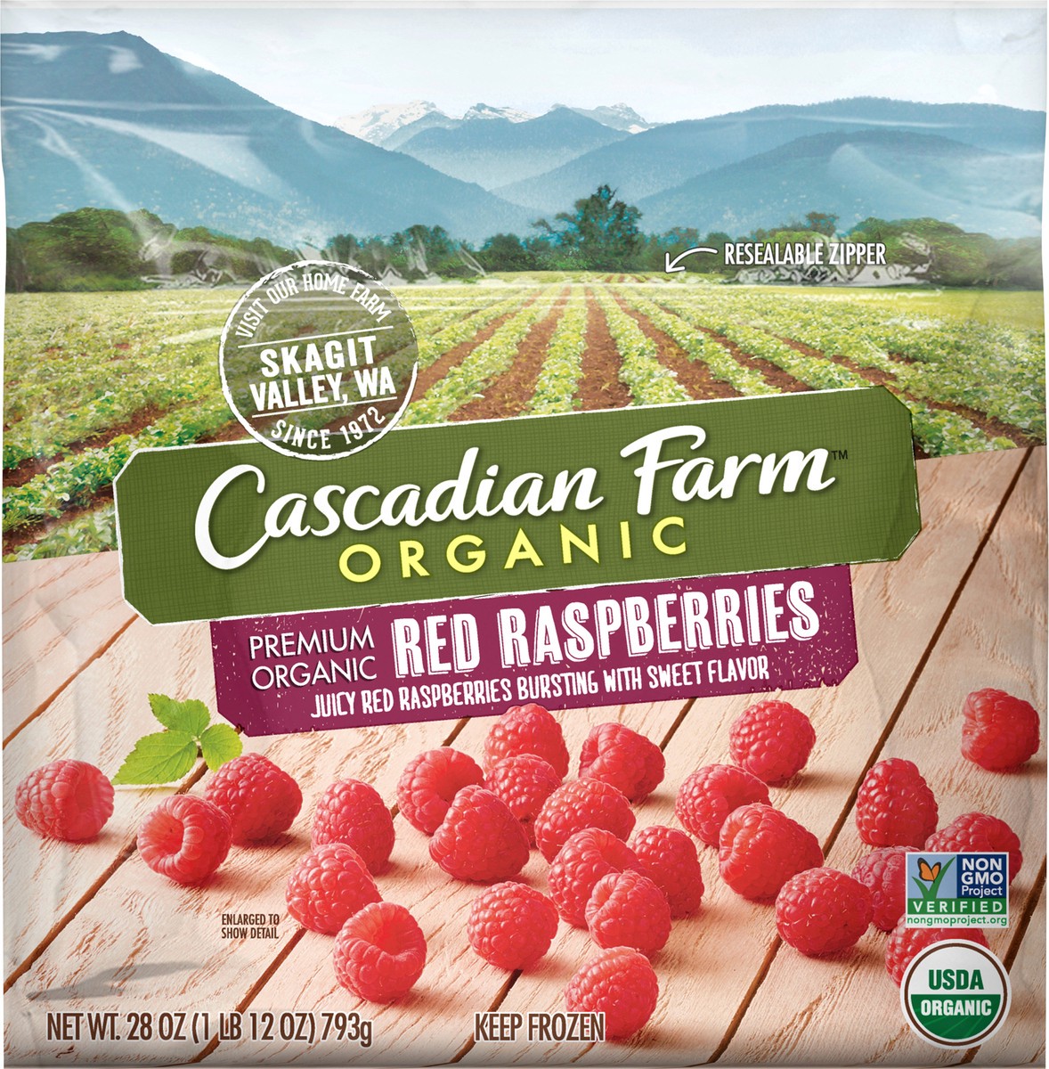 slide 2 of 11, Cascadian Farm Premium Organic Red Raspberries 28 oz, 28 oz