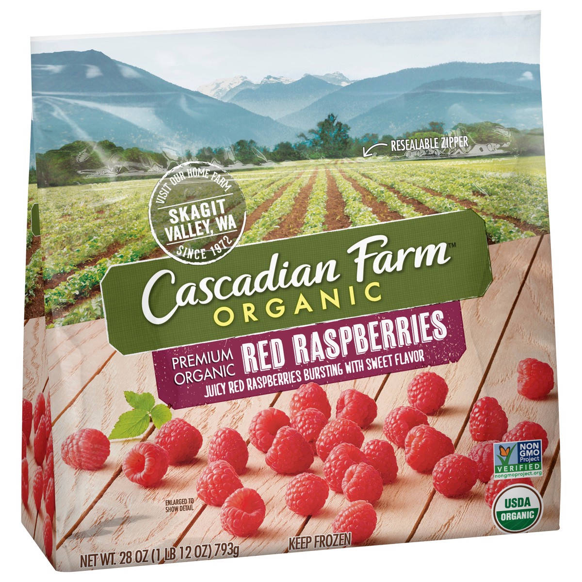 slide 3 of 11, Cascadian Farm Premium Organic Red Raspberries 28 oz, 28 oz