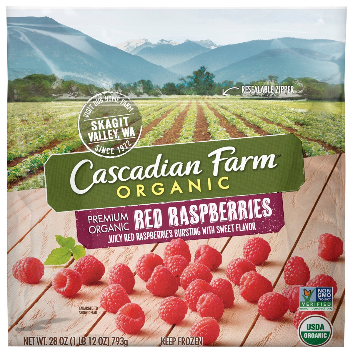 slide 1 of 11, Cascadian Farm Premium Organic Red Raspberries 28 oz, 28 oz