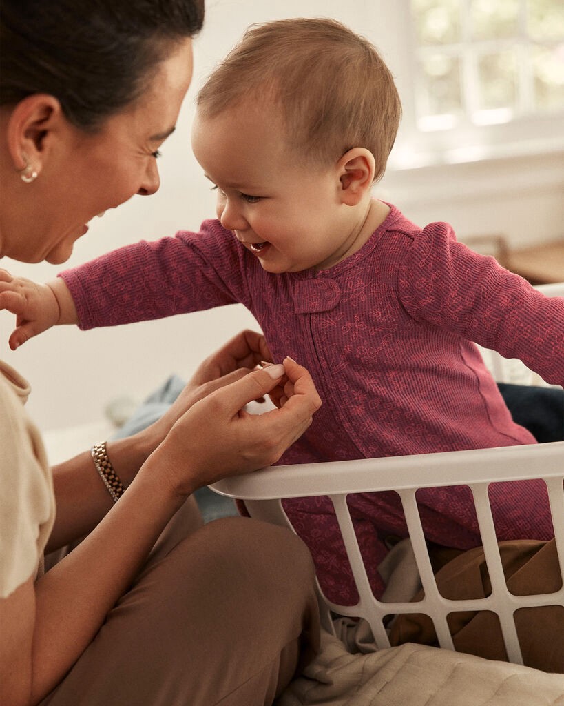 slide 3 of 4, Carter's Carters Baby Girl Floral Print Cotton Long-Sleeve 2-Way Zip Sleep & Play - Pink Pink NB, 1 ct