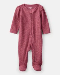 Carter's Carters Baby Girl Floral Print Cotton Long-Sleeve 2-Way Zip Sleep & Play - Pink Pink NB