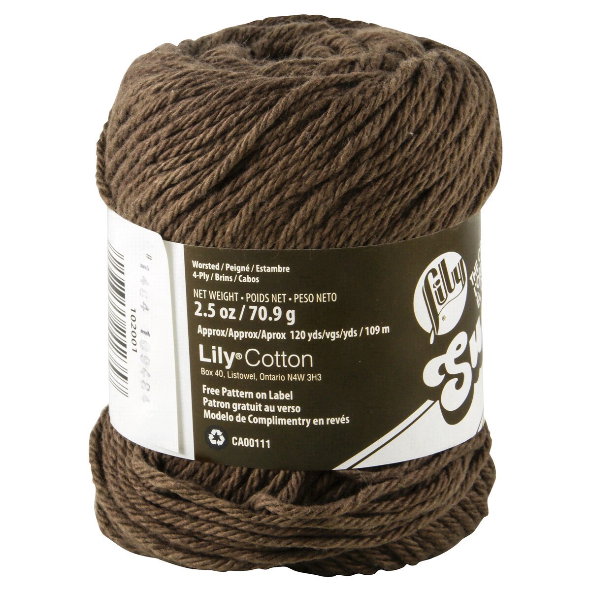 slide 3 of 3, Lily Sugar'N Cream Yarn - Warm Brown, 1 ct