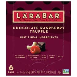LÄRABAR Chocolate Raspberry Truffle, Gluten Free Vegan Fruit Nut Bars, 6 ct