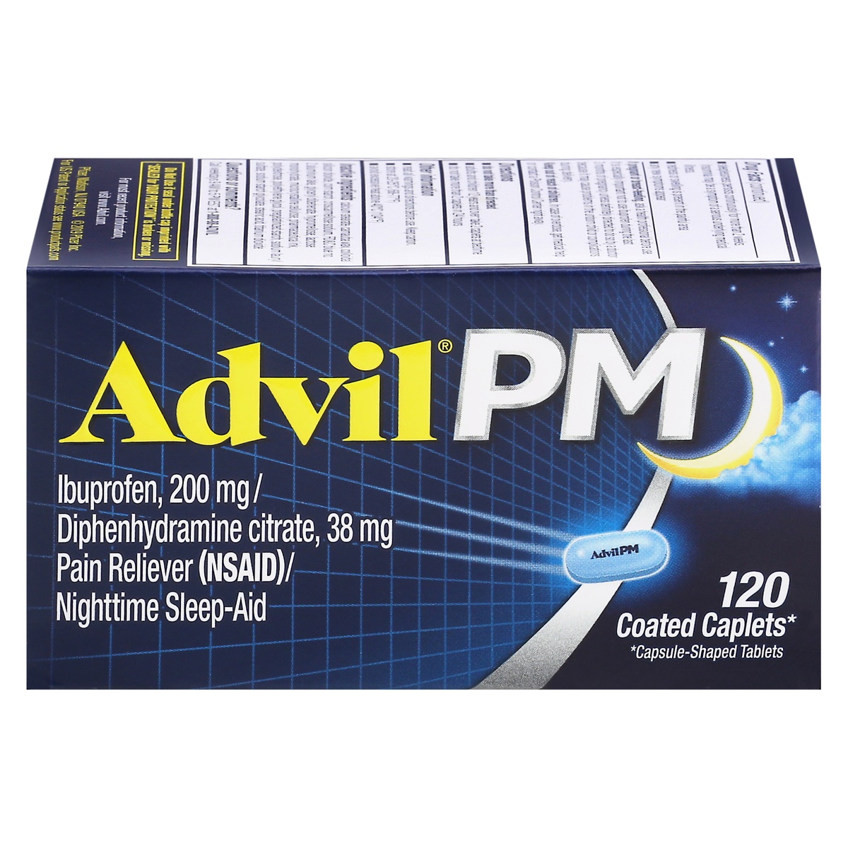 slide 1 of 1, Advil PM Ibuprofen Pain Reliever/Nighttime Sleep-Aid Coated Caplets 120 ea Box, 120 ct