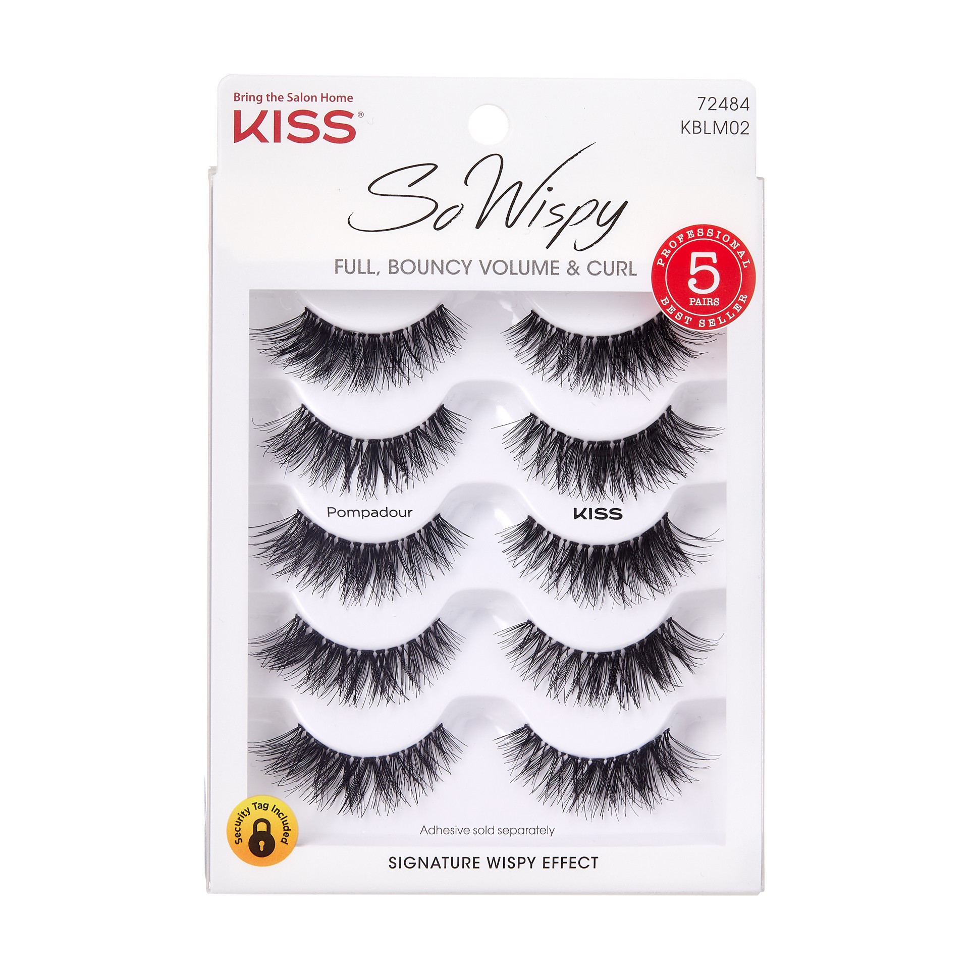 slide 1 of 5, KISS So Wispy False Strip Lashes Multipack, Style Pompadour, 5 Pairs, 4 ct