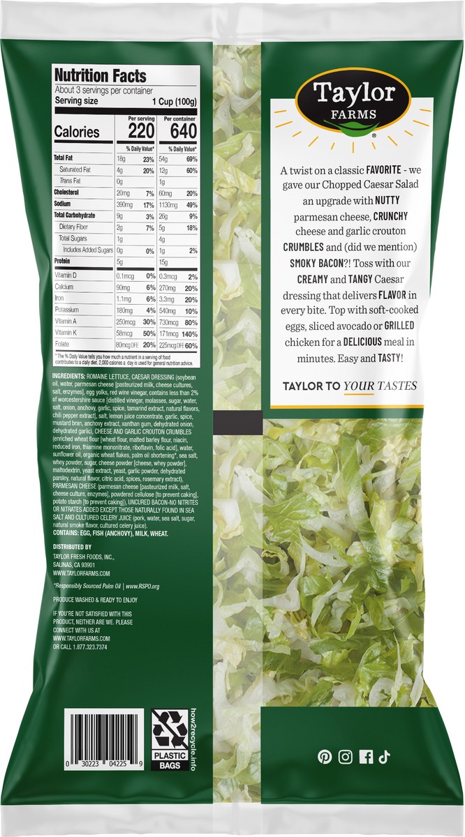 slide 2 of 3, Taylor Farms Bacon Caesar Chopped Ki, 10.35 oz