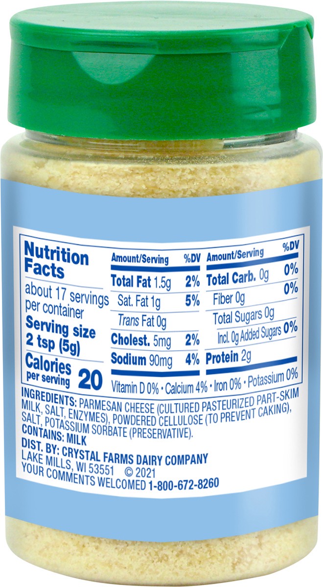 slide 5 of 7, Crystal Farms Grated Cheese, Parmesan, 3 oz