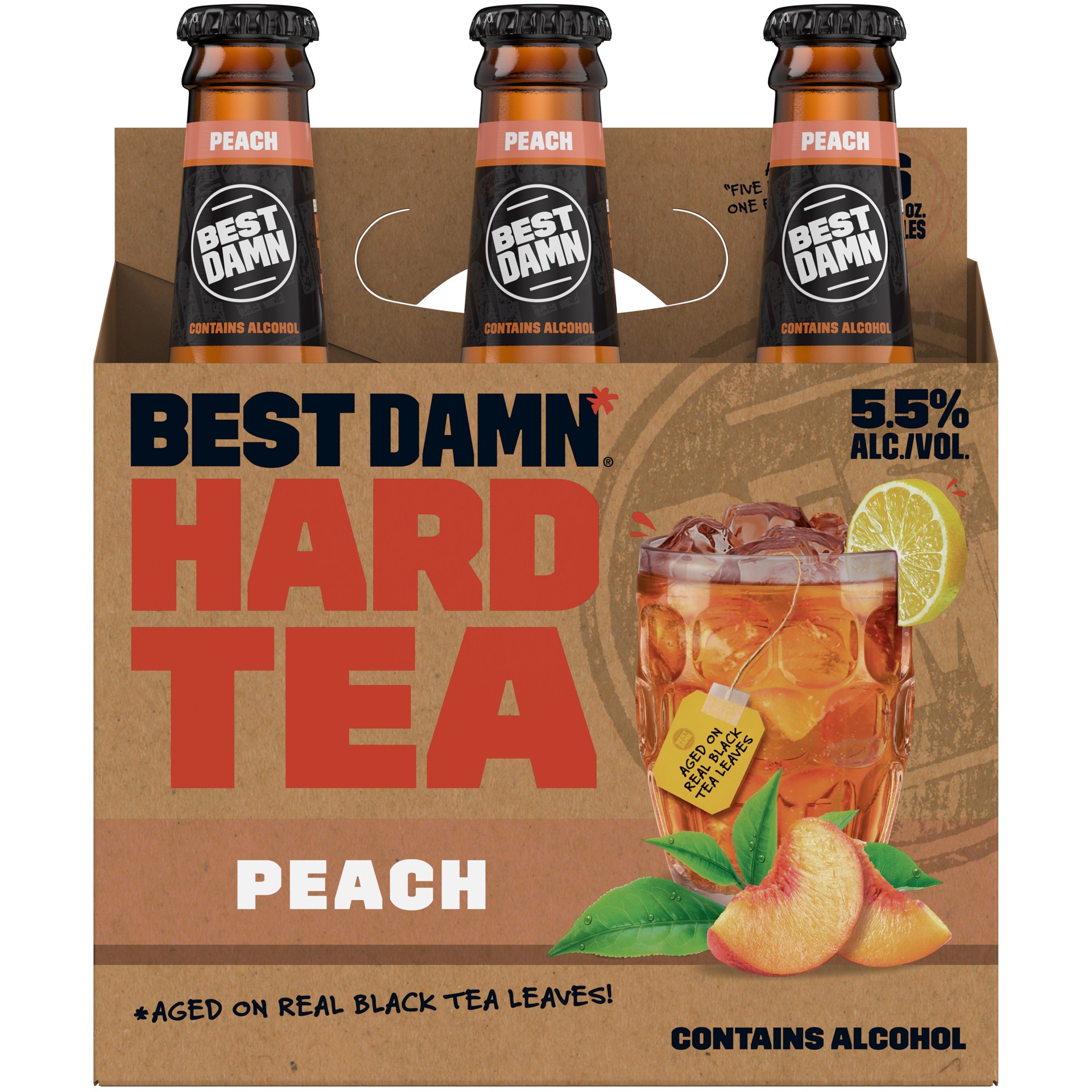 slide 2 of 2, Best Damn Peach Hard Tea 6-12 fl. oz. Bottles, 6 ct; 12 fl oz