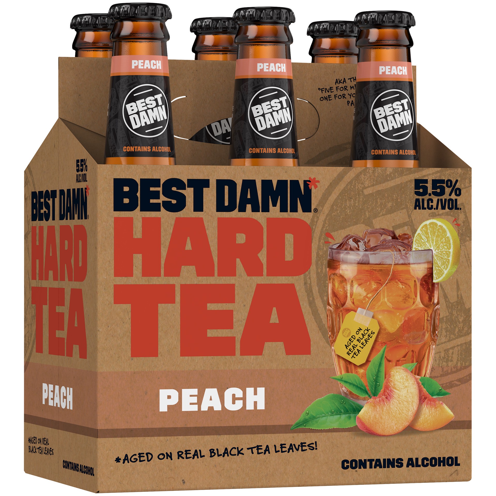 slide 1 of 2, Best Damn Peach Tea Best Damn Peach Hard Tea 6-12 fl. oz. Bottles, 6 ct; 12 fl oz