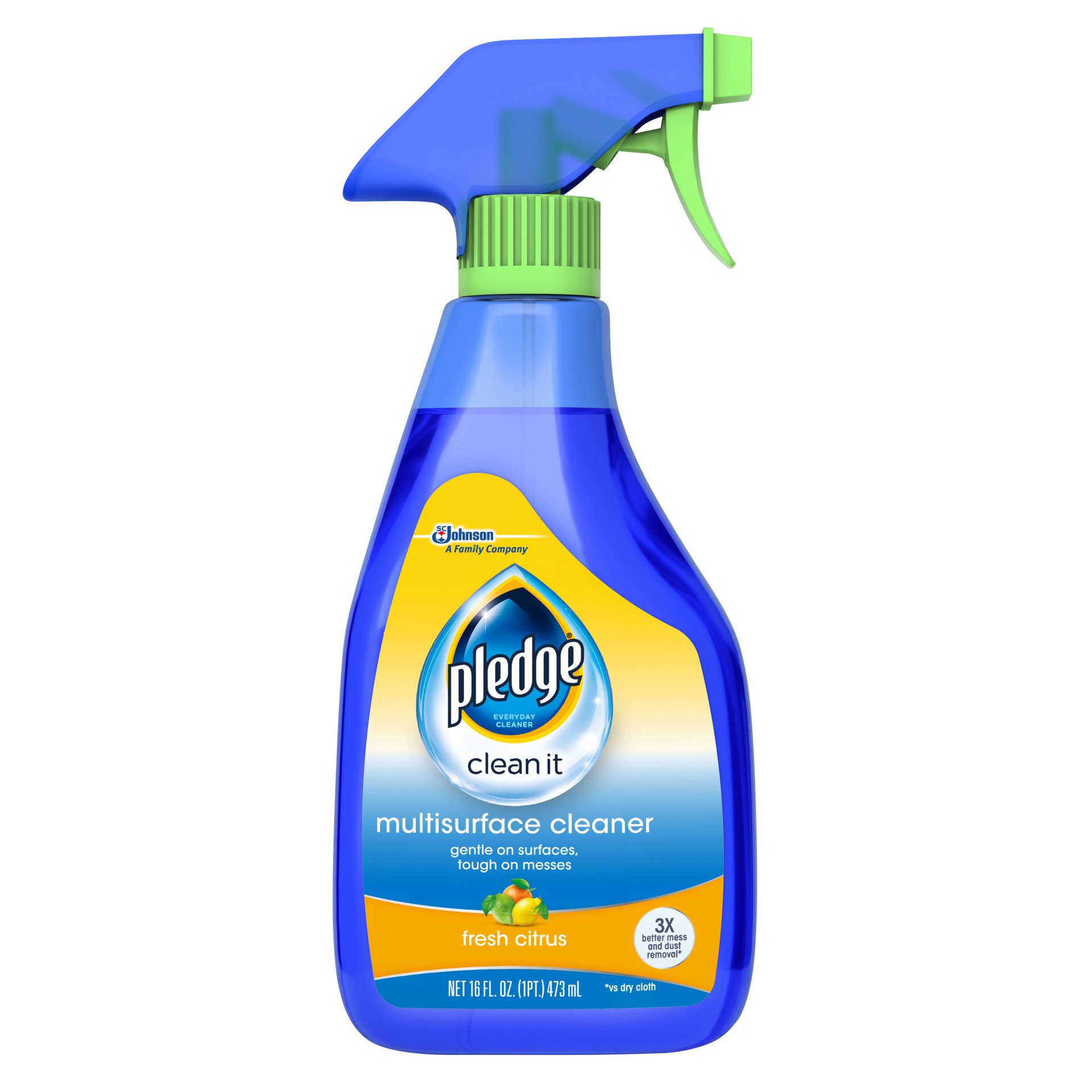 slide 1 of 5, Pledge Multisurface Cleaner Trigger Spray, Fresh Citrus - Electronic, Stainless Steel & Glass Cleaner (1 Trigger Spray), 16 oz, 16 fl oz