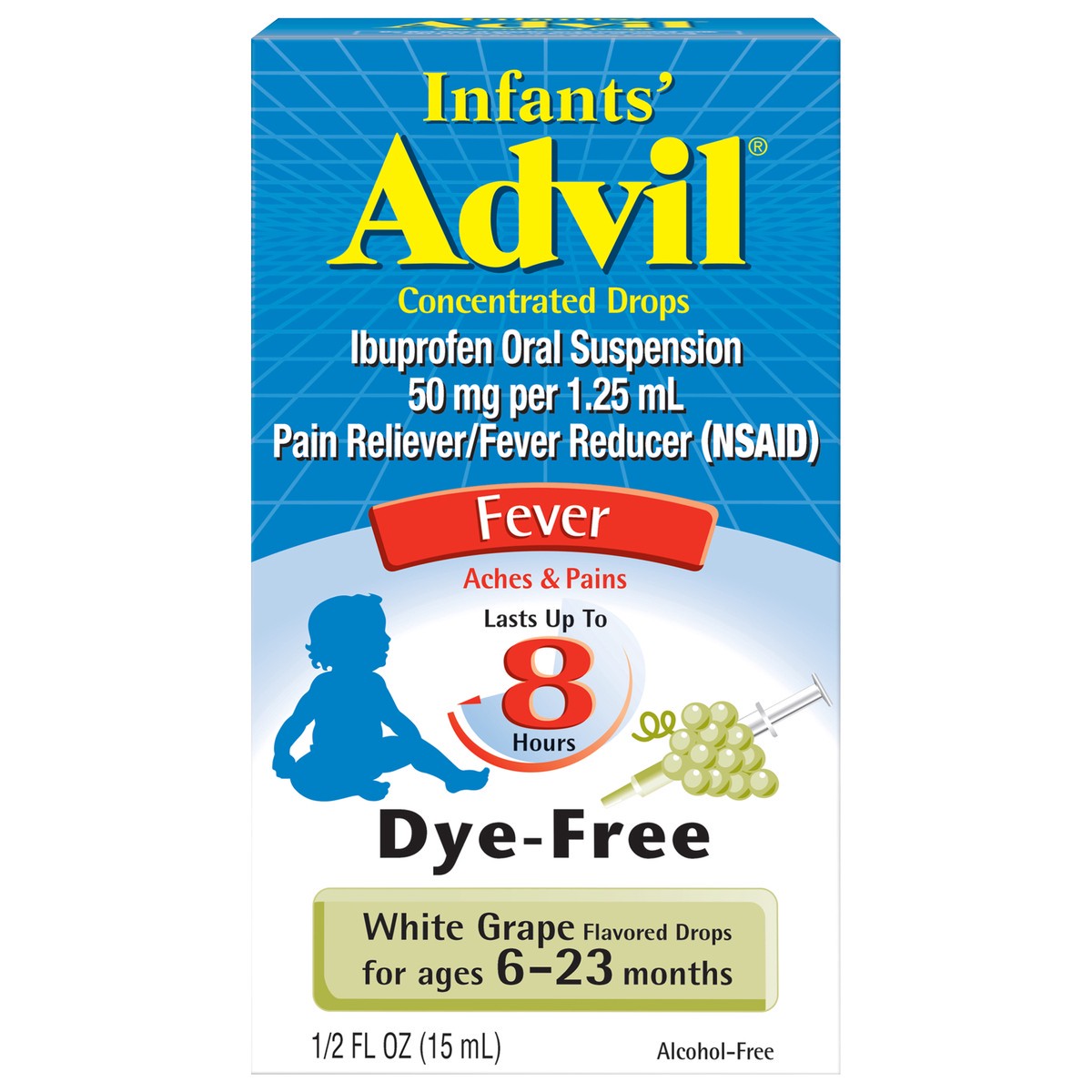 slide 1 of 10, Advil Infants' Advil Pain Reliever and Baby Fever Reducer, Liquid Ibuprofen, White Grape - 0.5 Fl Oz, 0.5 fl oz
