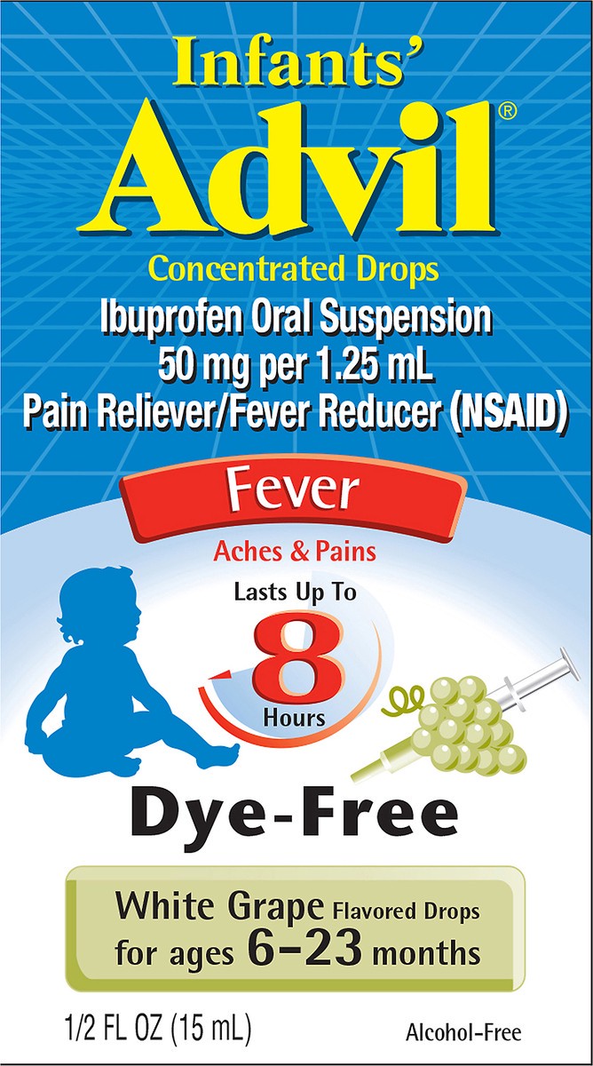 slide 5 of 10, Advil Infants' Concentrated Drops Fever White Grape Ibuprofen 0.5 oz, 0.5 fl o