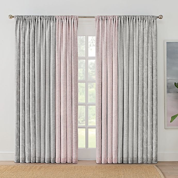 slide 2 of 5, Brookstone Zoey Solid Rod Pocket 100% Blackout Window Curtain Panel - Grey, 84 in