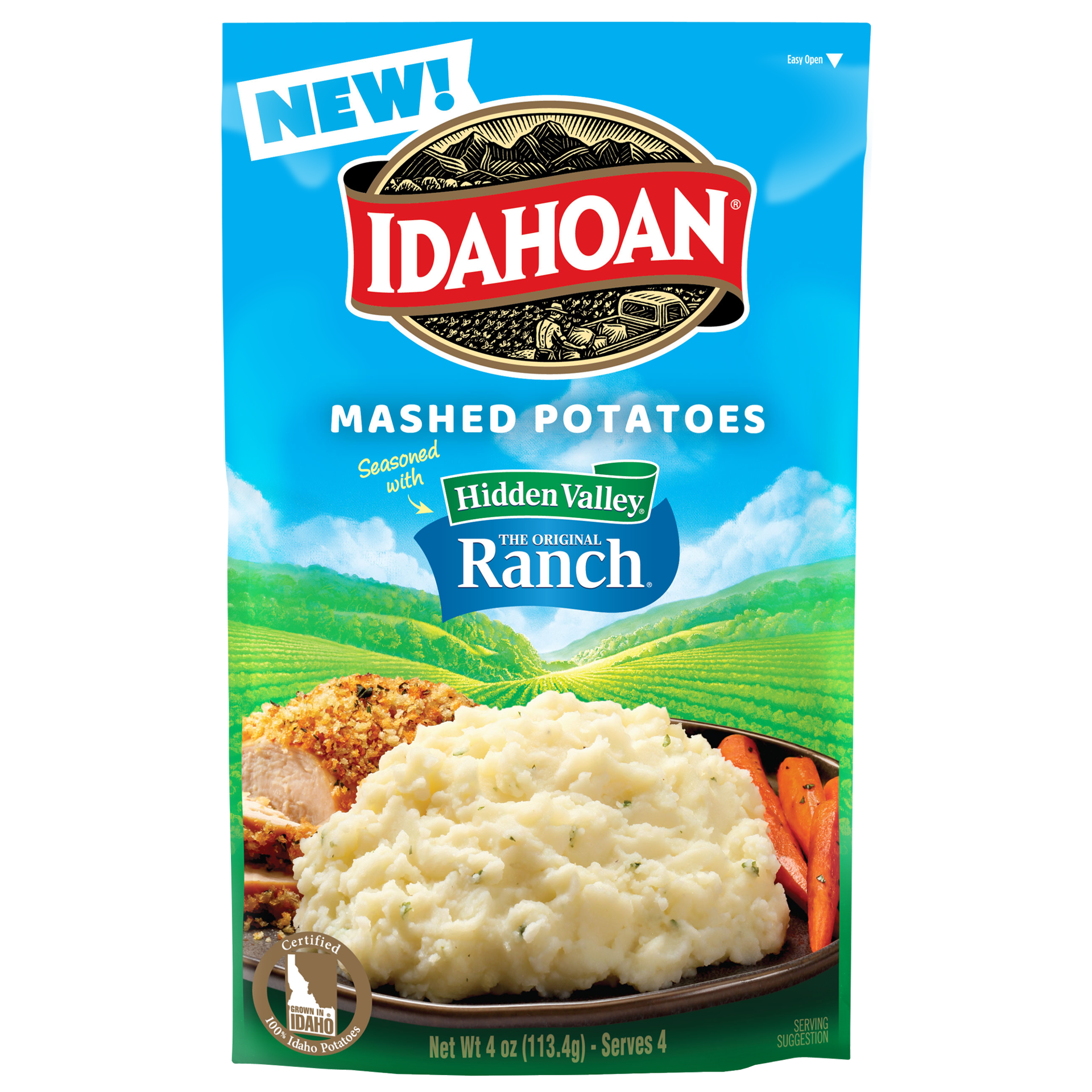 slide 2 of 3, Idahoan Mashed Potatoes Seasoned with Hidden Valley Original Ranch, 4 oz