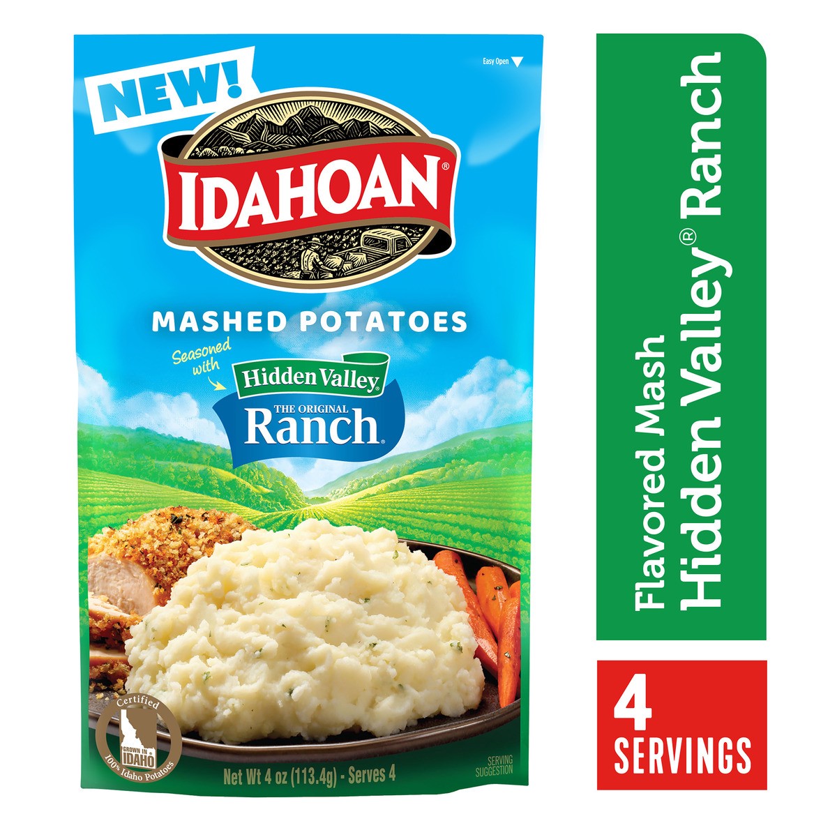 slide 1 of 3, Idahoan Mashed Potatoes Seasoned with Hidden Valley Original Ranch, 4 oz