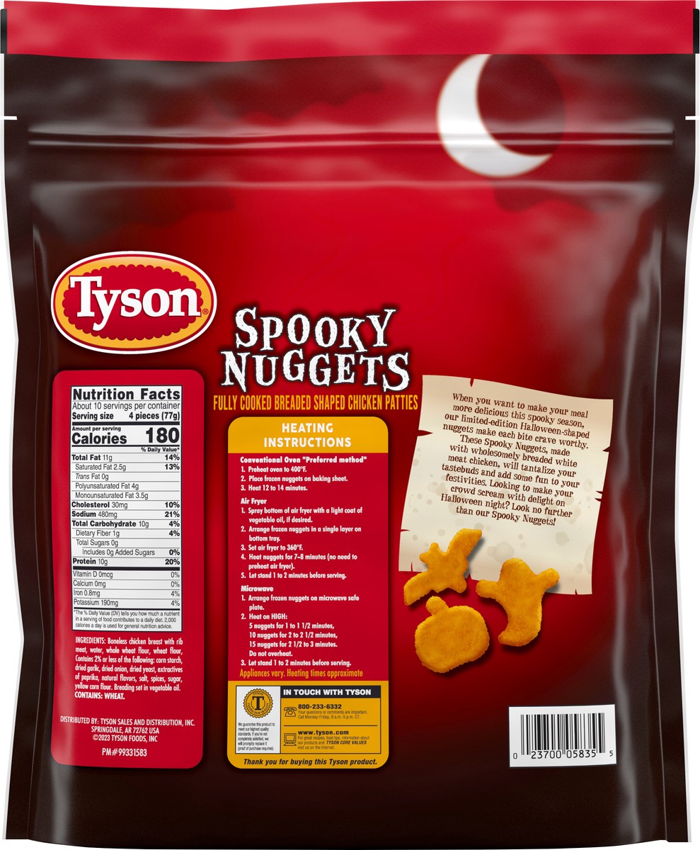 slide 12 of 12, Tyson Fully Cooked Spooky Nuggets Breaded Shaped Chicken Patties, 27 oz Bag, 765.44 g