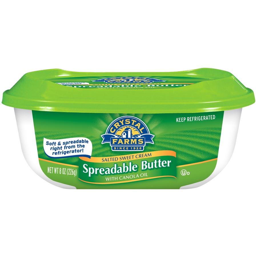 slide 1 of 1, Crystal Farms Salted Sweet Cream Spreadable Butter With Canola Oil, 8 oz