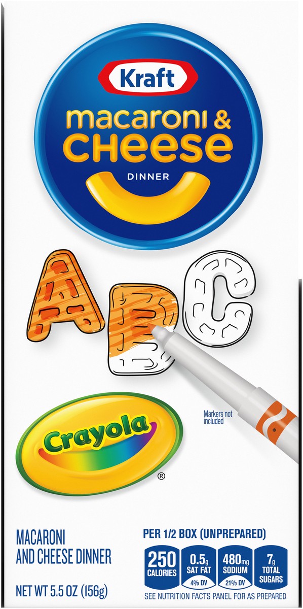 slide 6 of 9, Kraft Macaroni & Cheese Dinner with ABC Pasta Shapes & Crayola Coloring Boxes, 4 ct Pack, 5.5 oz Boxes, 4 ct