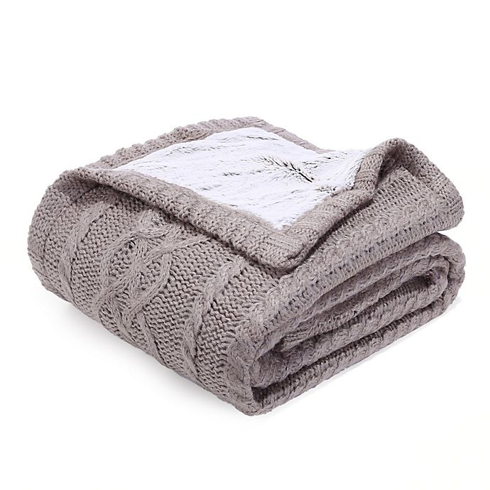 slide 1 of 2, Berkshire Blanket Sweaterknit Reversible Faux Fur Tipped Throw Blanket - Taupe, 1 ct