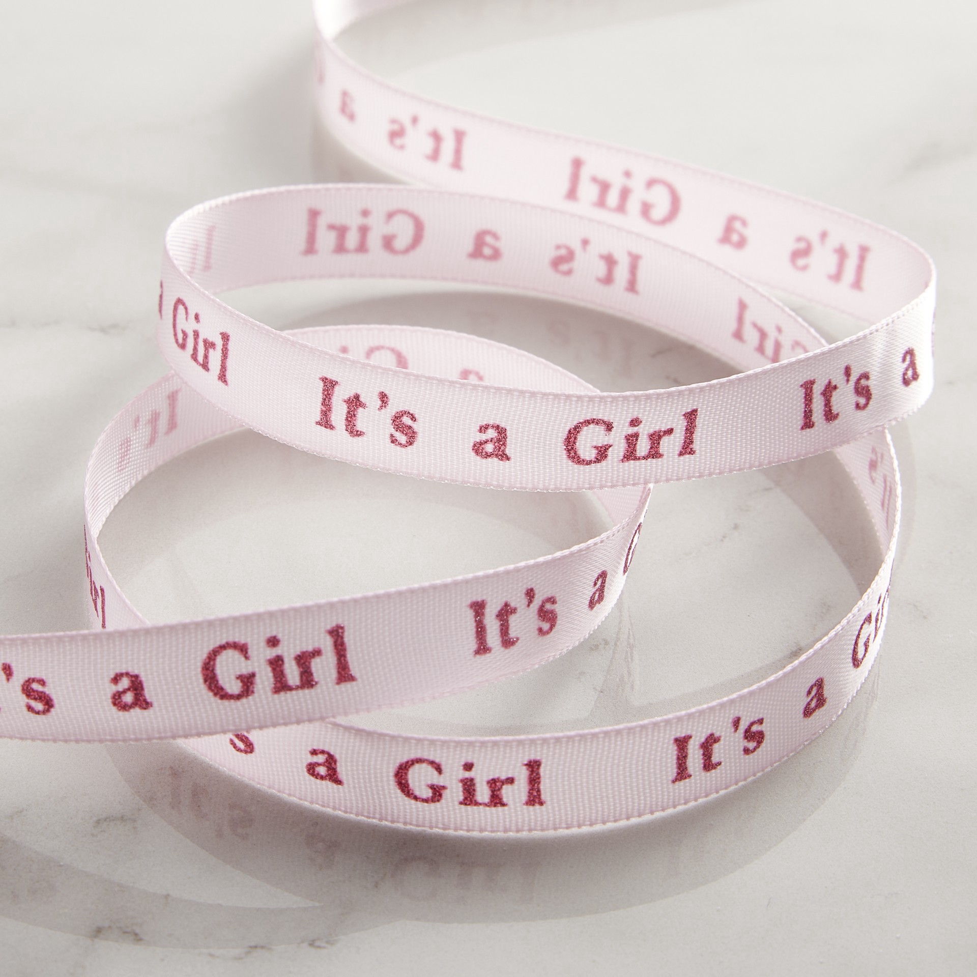 slide 3 of 4, 3/8" X 7yd. Satin It's A Girl Ribbon By Celebrate It, 3/8 in x 7 yd