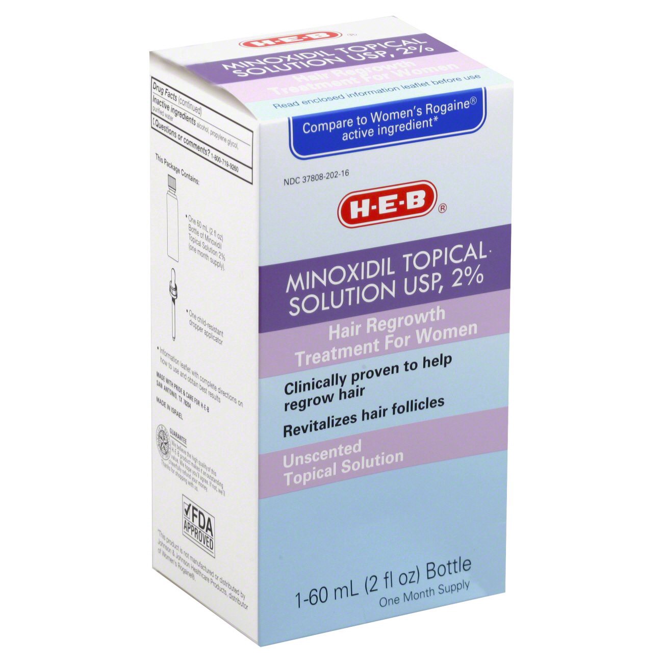 slide 1 of 1, H-E-B 2% Unscented Minoxidil For Women, 2 oz