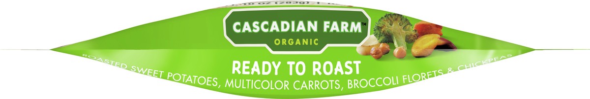 slide 6 of 11, Cascadian Farm Organic Ready To Roast Frozen Vegetables Blend With Sweet Potatoes, Carrots, Broccoli, and Chickpeas, 10 oz, 10 oz