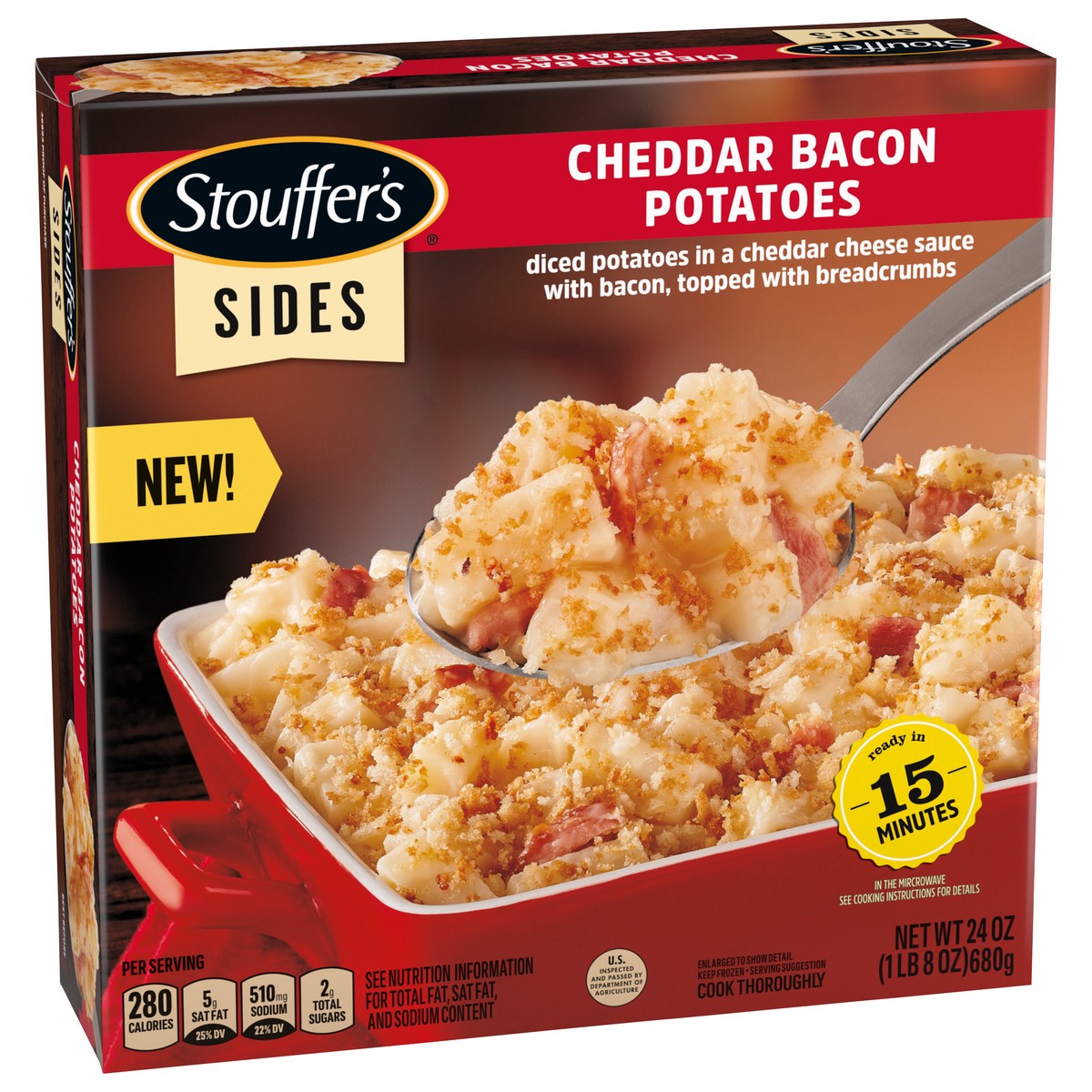 slide 2 of 13, Stouffer's Cheddar Bacon Potatoes Frozen Side Dish, 24 oz