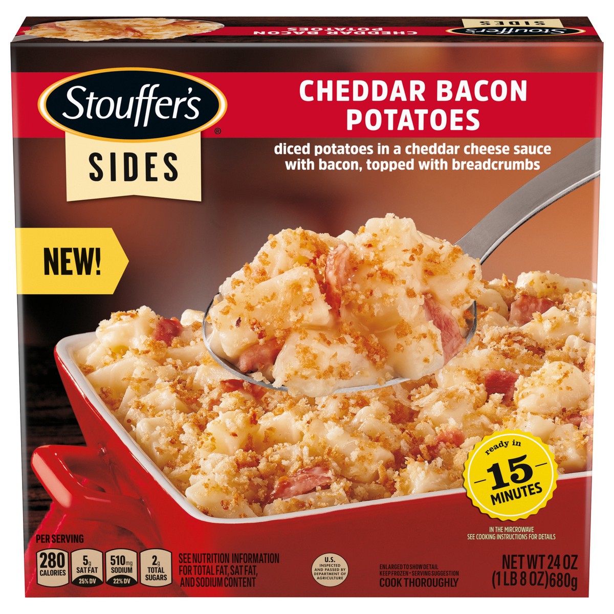 slide 9 of 13, Stouffer's Cheddar Bacon Potatoes Frozen Side Dish, 24 oz