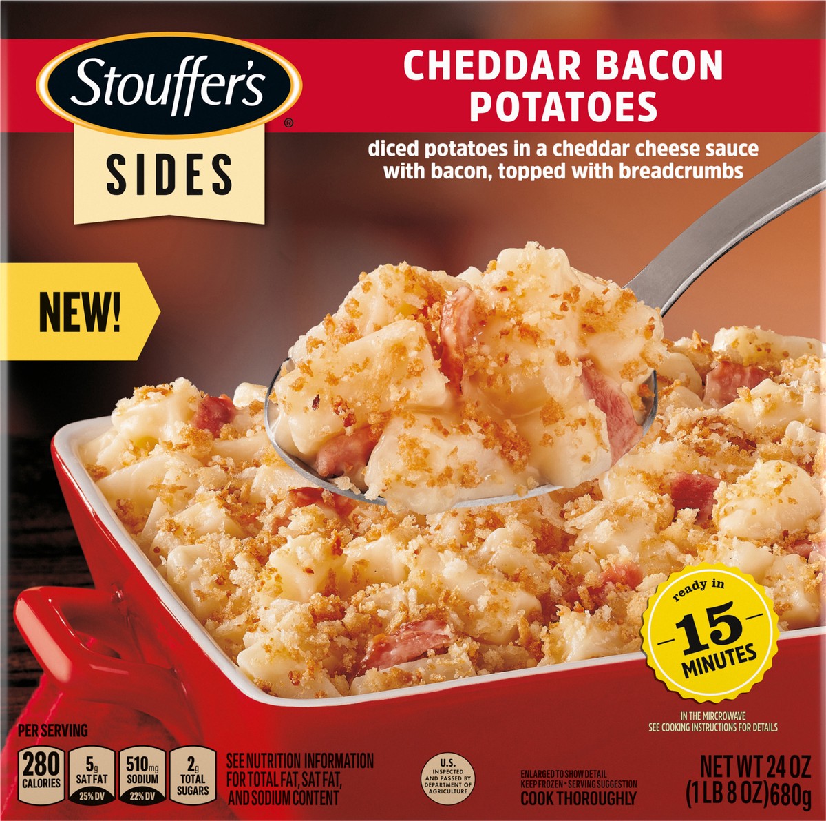 slide 4 of 13, Stouffer's Cheddar Bacon Potatoes Frozen Side Dish, 24 oz