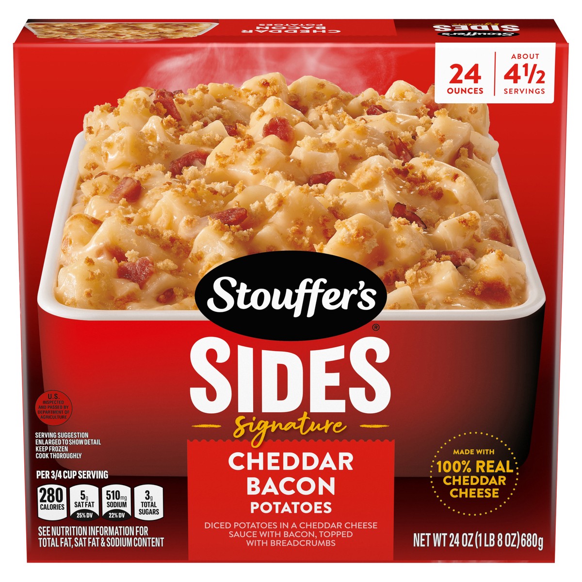 slide 1 of 13, Stouffer's Cheddar Bacon Potatoes Frozen Side Dish, 24 oz