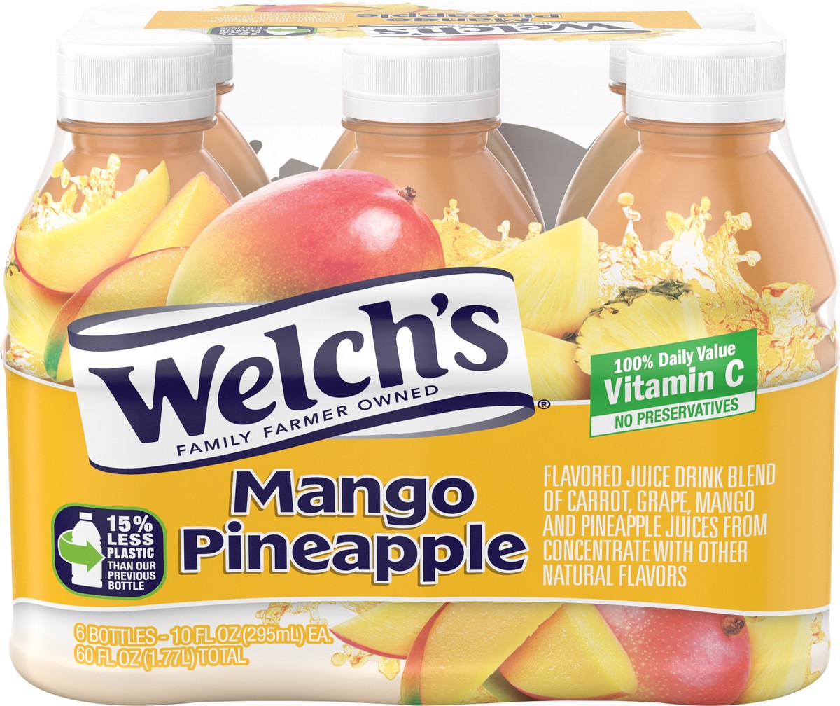 slide 9 of 9, Welch's Mango Pineapple Juice Drink, 10 fl oz On-the-Go Bottle (Pack of 6), 6 ct