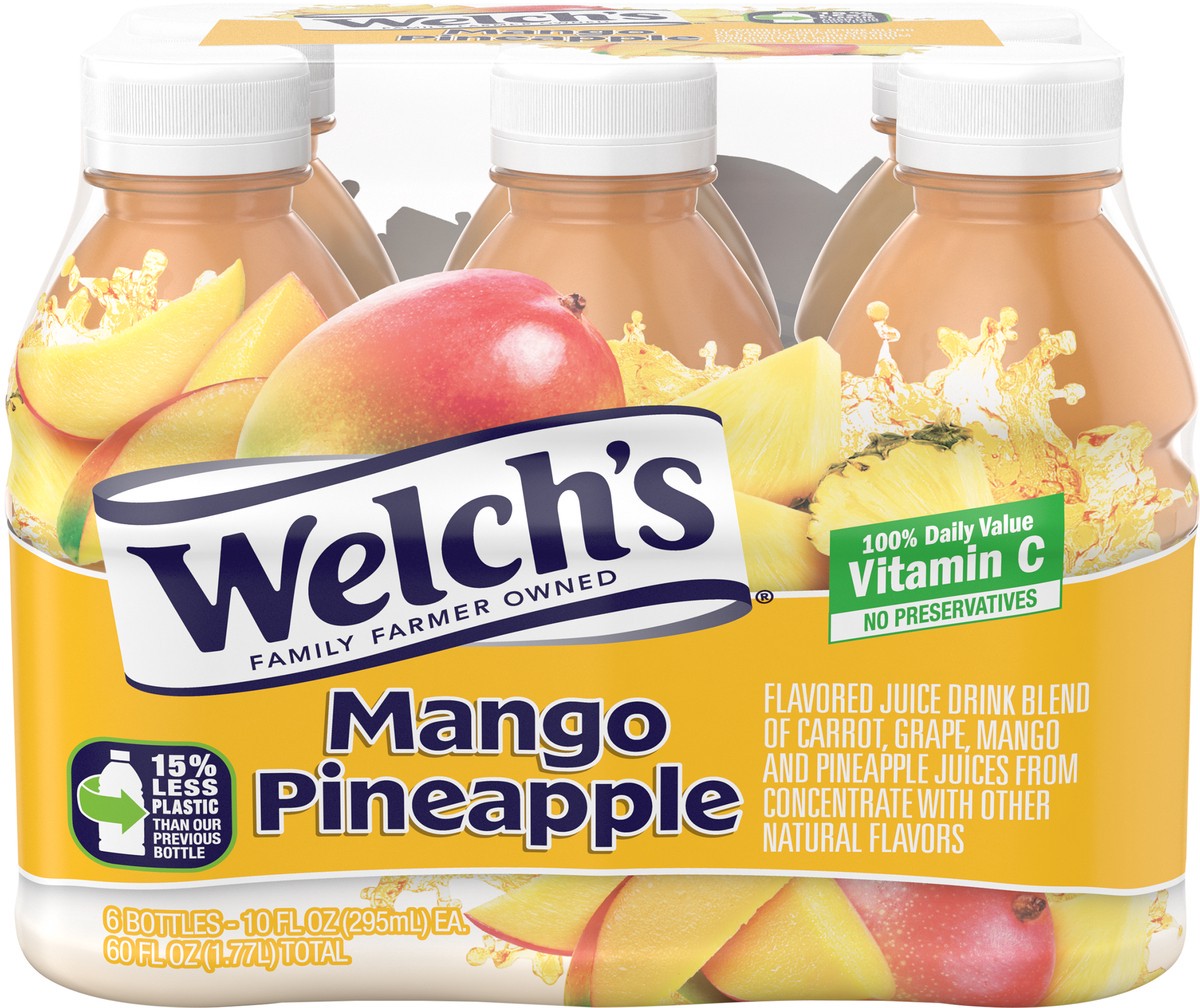 slide 6 of 9, Welch's Mango Pineapple Juice Drink, 10 fl oz On-the-Go Bottle (Pack of 6), 6 ct