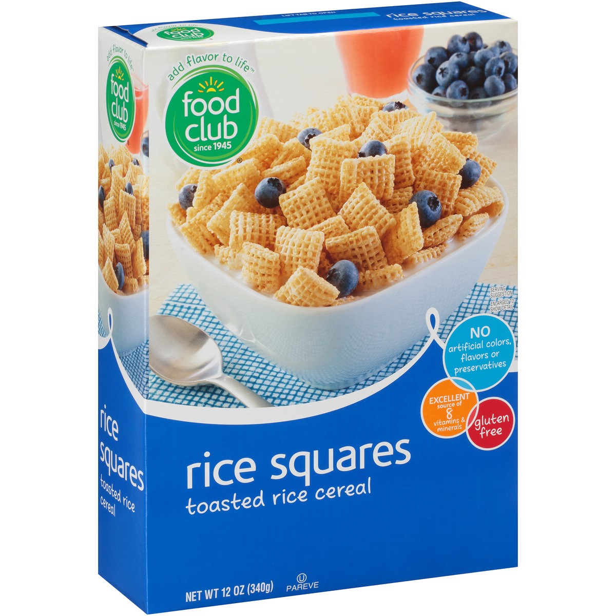 slide 2 of 9, Food Club Rice Squares Toasted Rice Cereal, 12 oz