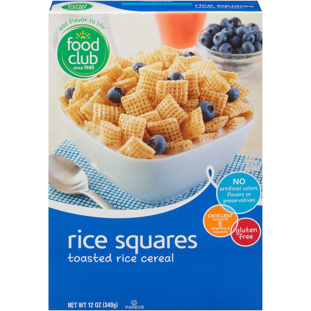 slide 1 of 9, Food Club Rice Squares Toasted Rice Cereal, 12 oz